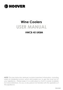 Handleiding Hoover HWCB 45 UKBM Wijnklimaatkast