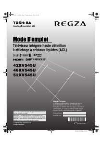 Mode d’emploi Toshiba 52XV545U Regza Téléviseur LCD
