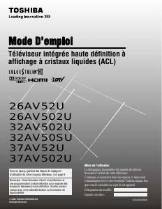 Mode d’emploi Toshiba 37AV52U Téléviseur LCD