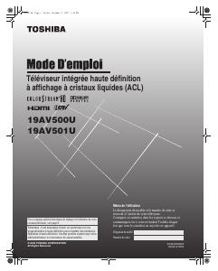 Mode d’emploi Toshiba 19AV501U Téléviseur LCD