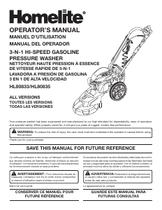 Manual de uso Homelite HL80835 Limpiadora de alta presión