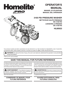 Manual de uso Homelite HL80923 Limpiadora de alta presión