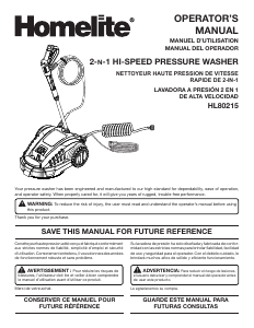 Manual de uso Homelite HL80215 Limpiadora de alta presión