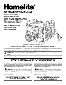 Manual de uso Homelite HGCA3000 Generador