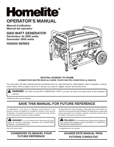 Manual de uso Homelite HG5000 Generador