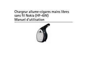 Mode d’emploi Nokia HF-6W Kit mains-libres