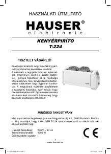 Manuál Hauser T-224 Toustovač