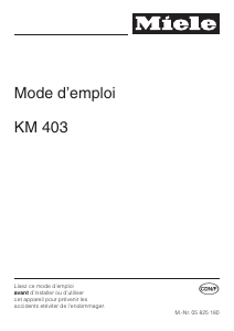 Mode d’emploi Miele KM 403 Friteuse