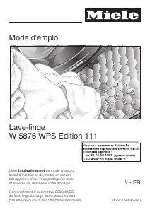 Mode d’emploi Miele W 5876 WPS Edition 111 Lave-linge