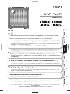 Mode d’emploi Roland CUBE-40XL Amplificateur de guitare