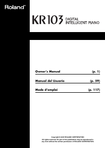 Mode d’emploi Roland KR103 Piano numérique