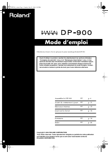 Mode d’emploi Roland DP900 Piano numérique