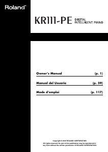 Manual de uso Roland KR111-PE Piano digital