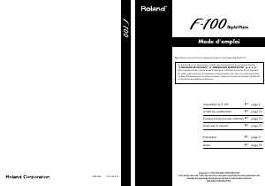 Mode d’emploi Roland F-100 Piano numérique