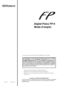 Mode d’emploi Roland FP-9 Piano numérique