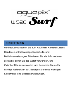 Bedienungsanleitung Aquapix W520 Surf Digitalkamera
