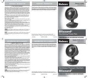 Mode d’emploi Holmes HAOF90 Blizzard Ventilateur