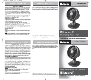 Mode d’emploi Holmes HAOF91 Blizzard Ventilateur