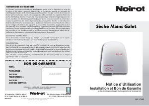 Mode d’emploi Noirot Galet Sèche-mains