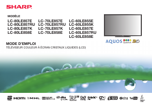 Mode d’emploi Sharp AQUOS LC-70LE857E Téléviseur LCD