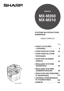 Mode d’emploi Sharp MX-M260 Imprimante multifonction