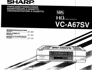 Mode d’emploi Sharp VC-A67SV Magnétoscope