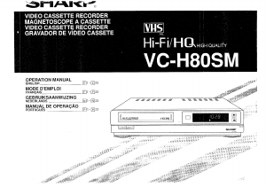 Mode d’emploi Sharp VC-H80SM Magnétoscope