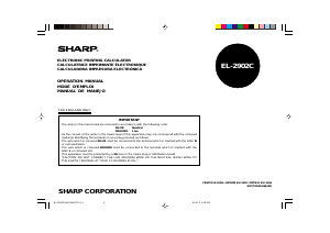 Mode d’emploi Sharp EL-2902C Calculatrice imprimante