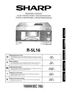 Mode d’emploi Sharp R-5L16 Micro-onde