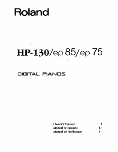 Mode d’emploi Roland HP-130 Piano numérique