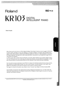 Mode d’emploi Roland KR-103 Piano numérique