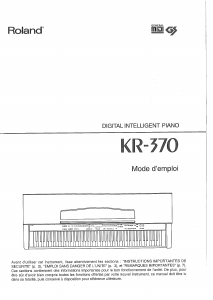 Mode d’emploi Roland KR-370 Piano numérique