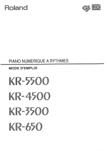 Mode d’emploi Roland KR-650 Piano numérique
