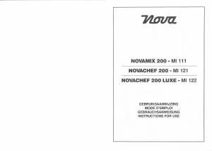 Handleiding Nova MI 121 Novachef 200 Staafmixer