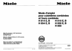 Mode d’emploi Miele H 818 B Four