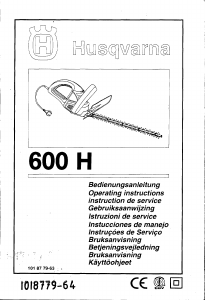 Handleiding Husqvarna 600H Heggenschaar