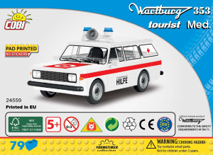 Bedienungsanleitung Cobi set 24559 Youngtimer Wartburg 353 Tourist Med Krankenwagen Schnelle Medizinische Hilfe