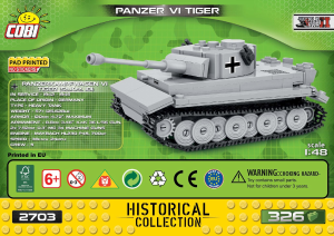 Vadovas Cobi set 2703 Small Army WWII Panzer VI Tiger