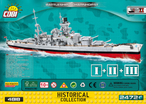 Vadovas Cobi set 4818 Small Army WWII Battleship Scharnhorst