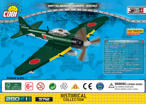 Vadovas Cobi set 5712 Small Army WWII Mitsubishi A6M5 Zero