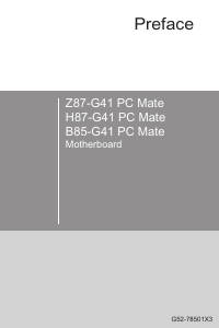 Bedienungsanleitung MSI Z87-G41 PC Mate Hauptplatine
