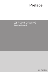 Bedienungsanleitung MSI Z87-G45 GAMING Hauptplatine