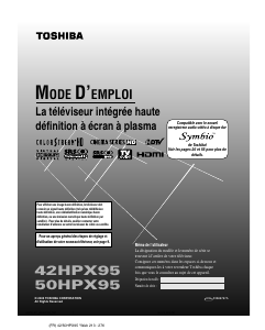 Mode d’emploi Toshiba 42HPX95 Téléviseur plasma