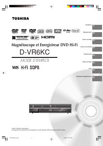 Mode d’emploi Toshiba D-VR6KC Combi DVD-vidéo