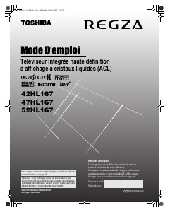 Mode d’emploi Toshiba 42HL167 Regza Téléviseur LCD