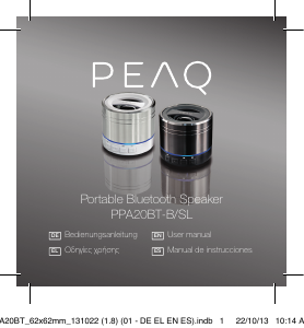 Manual PEAQ PPA20BT-B Speaker