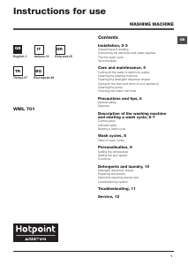 Manuale Hotpoint-Ariston WML 701 EU.M Lavatrice