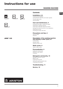 كتيب Ariston AR6F 105 EX.M غسالة ملابس