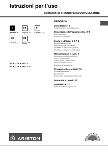 Bedienungsanleitung Ariston BCB 333 A VE I C S Kühl-gefrierkombination