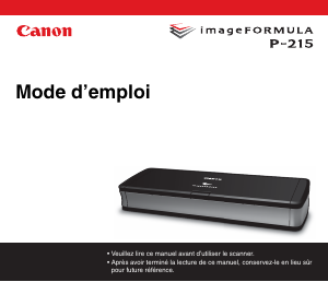 Mode d’emploi Canon P-215 imageFORMULA Scanner